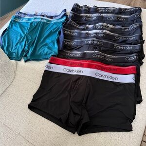 Calvin Klein Men's Boxer Briefs - Black, Teal, Navy, Red Waistband set of 10